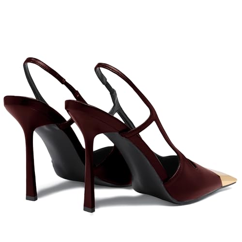 Black Slingback High Heels for Women Metal Pointed Closed Toe Stiletto Heels Patent Leather Wedding Dressy Pumps4
