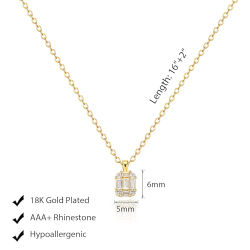 Luxval Diamond Pendant Gold Necklace for Women,Dainty 18k Gold Plated Choker Necklaces Simple Gold Jewelry Gifts for Women Girls - Image 3