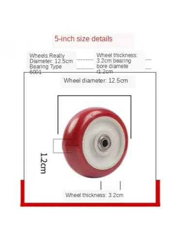 Roulettes universelles de 5 pouces silencieuses pour roues de chariot - 3