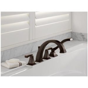 Delta Faucet Dryden Roman Tub With Hand Shower - Polished Nickel 4-Hole Installation