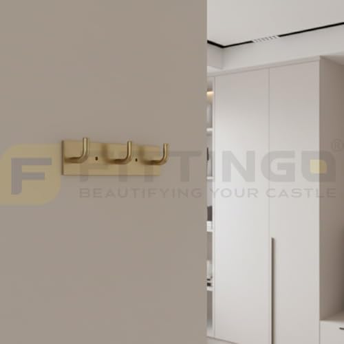 Image of Stainless Steel 3 Hook Cloth Hanger for Door /Dress Hanger Wall Mount /Bathroom Hooks for Hanging Clothes (Antique) Pack of 1-| 3 Years Warranty |