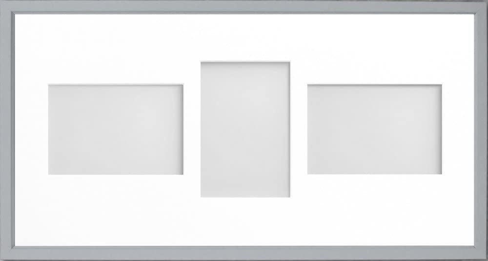Frame Company Drayton Multi Aperture Photo Frame, Grey, 20x10 for 6x4 inch (x3 LPL)