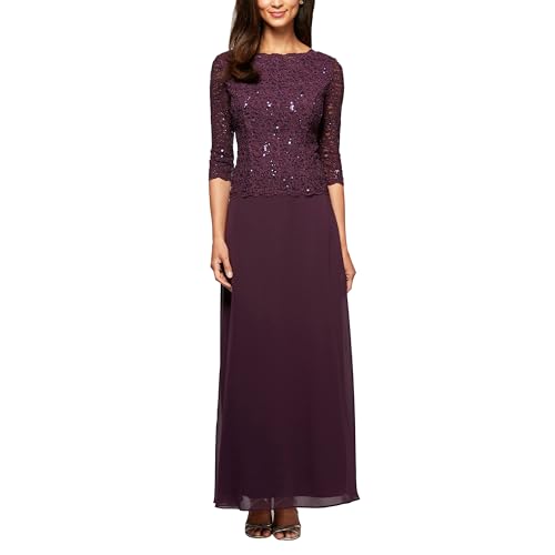 10 Best Mother of Groom Dresses That Shine at the Big Event 8 Alex Evenings Women's 3/4 Sleeve Stretch Lace Bodice Mock One Piece Gown