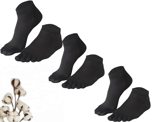 CHUNFO Mens Toe Socks Ankle Five Finger Mesh Cotton Arch Support Running Crew Hiking Size 7-11 Sock