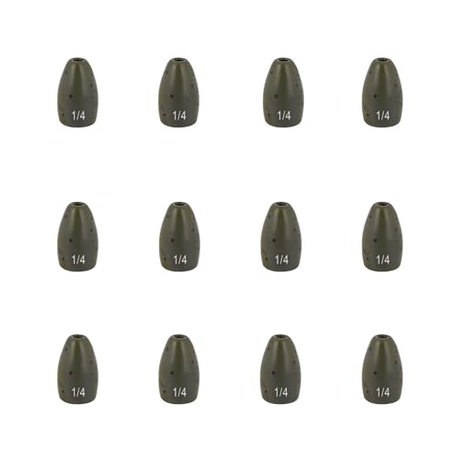 Fishfun 5Pcs Tungsten Flipping Fishing Weights Sizes Engraved Worm Sinkers for Bass Fishing 1/4oz Black Anodized