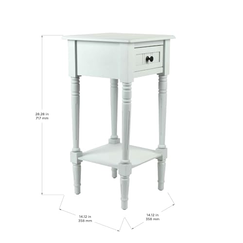 Image of Decor Therapy Accent Table with Storage, Traditional Style, Sturdy Narrow End Table, Ice Blue (28 inch x 14 inch x 14 inch)