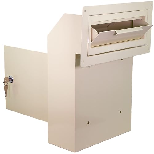 Pochar Door Drop Box for Mail, Rent, Deposit, and Night Key - Through The Door Locking Steel Mailbox with Rear Access (Light Gray)