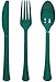 Tiger Chef Plastic Cutlery Set Heavy Duty Colored Green Plastic Silverware - Includes 96 Forks, 96 Teaspoons, and 96 Knives (Hunter Green, 288)