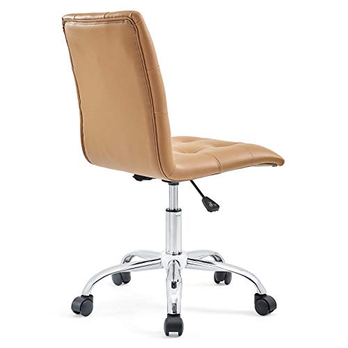 Modway Prim Ribbed Armless Mid Back Swivel Conference Office Chair In Tan #TOP5