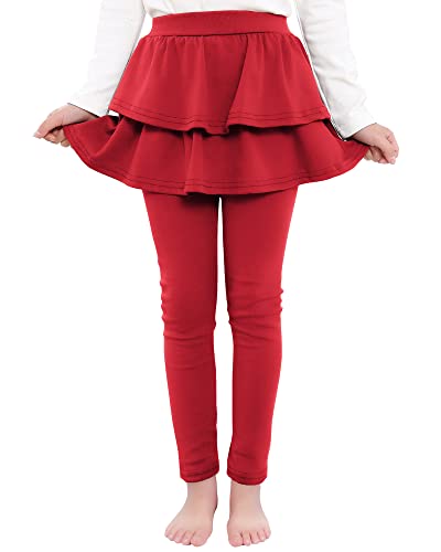Image of BOOPH Little Girls Leggings with Ruffle Tutu Skirt Kids Uniform Pants | Footless Tights 4-14 Year
