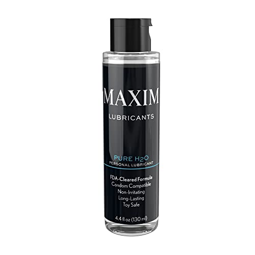 MAXIM Pure H2O Lubricant, Water-Based, Premium Cleared Formula, Long-Lasting, Non-Sticky, Non-Irritating, Compatible with Toys and Condoms, 4.4 FL OZ / 130 ML, Topical Use Only