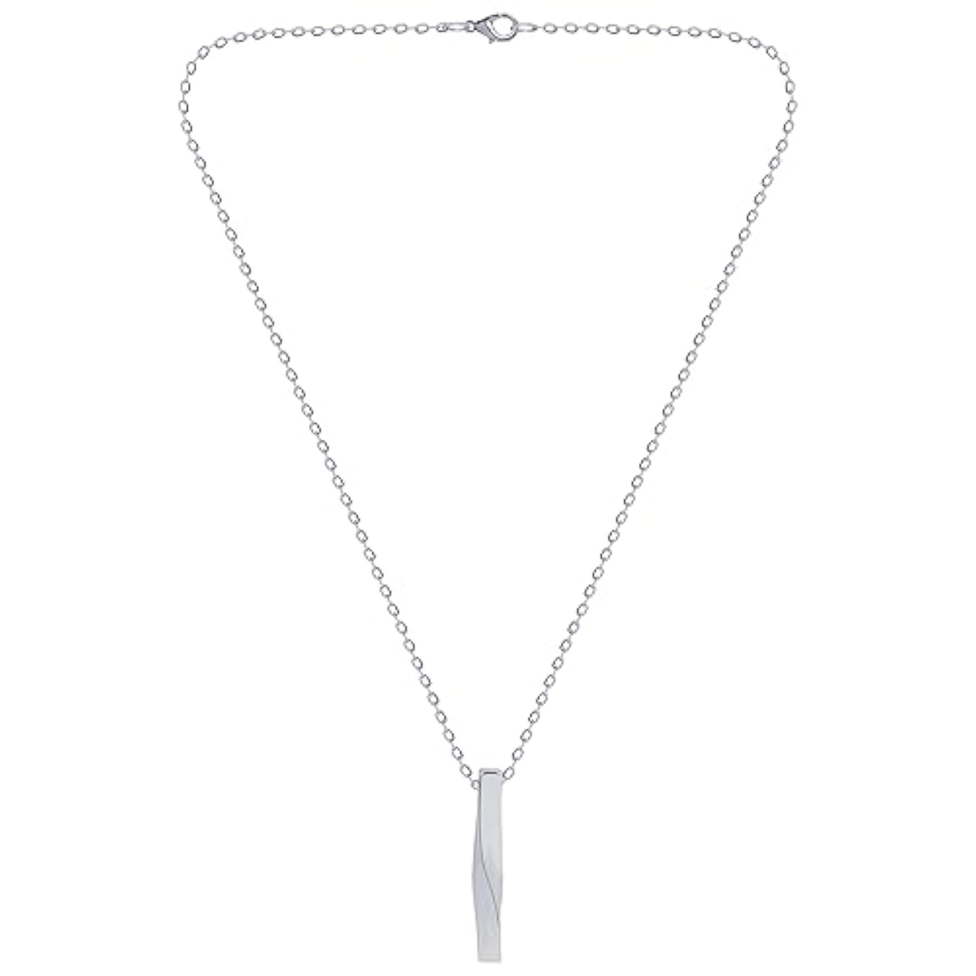 Spiral Long Rectangular & Twisted Silver Bar Pendant