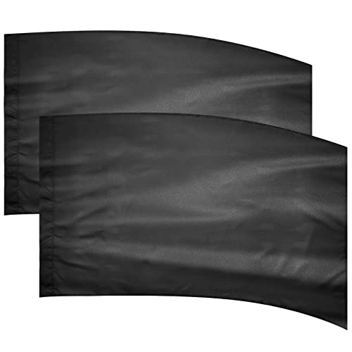Jecery 2 Pieces 36 x 54 Inches Color Guard Flag Polyester Curved Rectangle Solid Color Flag Worship Flags for Dance Outdoor Flags and Banners for Practice Performance(Black)