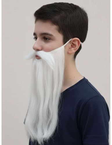 Image of BookMyCostume White Beard & Moustache Old Man Drama Kids & Adults Fancy Dress Costume Accessory Free Size