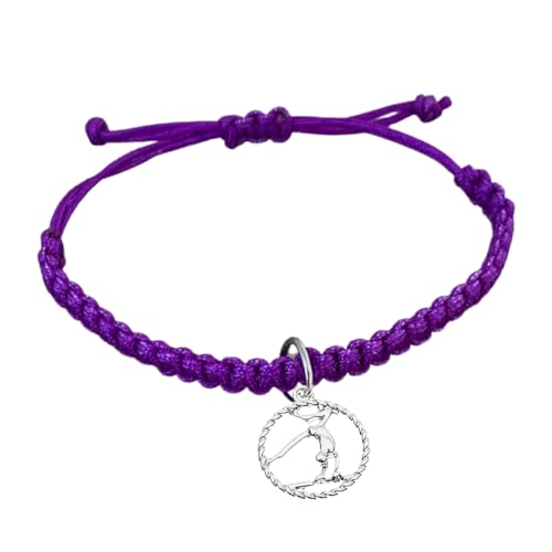 Sportybella Gymnastics Charm Bracelet, Girls Gymnastics Jewelry, Girls Adjustable Rope Gymnastics Charm Bracelet for Gymnasts, Gymnastics Gift