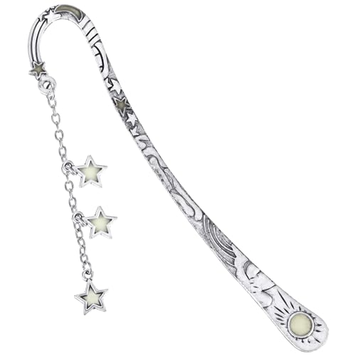 Jeffdad Moon and Stars Luminous Glow in The Dark Butterfly Fantasy Bookmark - Cool Gifts for Women Girls Silver Stars