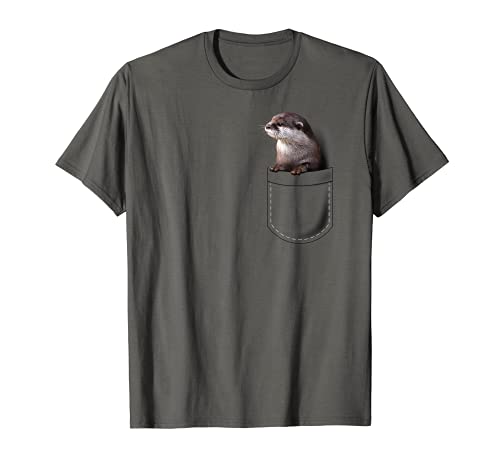 Cute Otter Pocket peeking Pocket - Funny Otter Tshirt