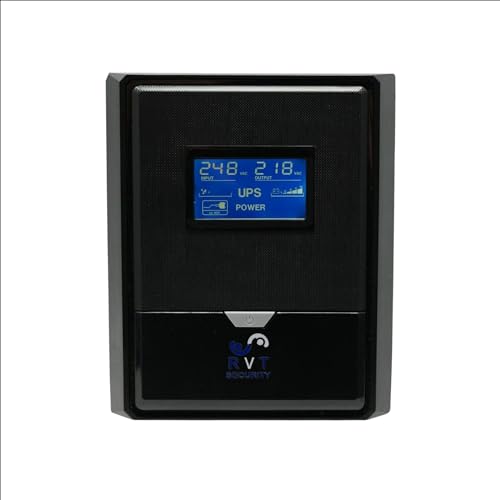 RVT SECURITY - Gruppo Di Continuità Per Casa, TC-2000VA-LCD-1, Apc Ups, Line Interactive Gruppo di Continuità, LCD Con 3 Prese Sciuco, Display Grande E Luminoso, 36,5x14x16,5 cm, 12,6KG