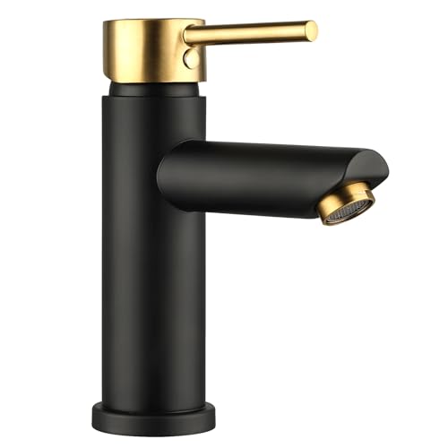 Hapilife Waschtischarmatur Bad Waschbecken Armaturen Schwarz und Gebürstet...