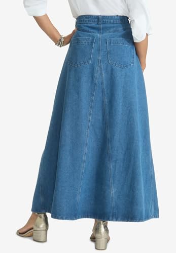Jessica London Women's Plus Size Denim Inset Maxi Skirt2