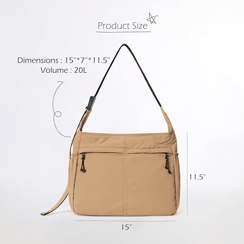 Image of ODODOS 20L Crossbody Tote Bag Large Capacity Lightweight Hobo Shoulder Sling Bags for Gym Shopping Beach Travel
