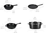 Amazon Basics Pre-Seasoned Cast Iron 5-Piece Kitchen Cookware Set, Pots and Pans