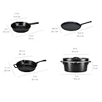 Amazon Basics Pre-Seasoned Cast Iron 5-Piece Cookware Set, Oven Safe, Cooks Evenly, 14.17 x 12.2 x 10.63 in, Black - Image 4