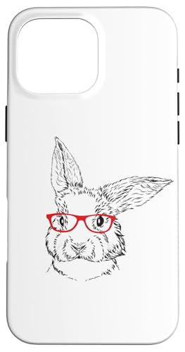 Mens Womens Kids Girls Pen Ink Art Red Glasses Bunny �X�}�z�P�[�X iPhone 16 Pro Max �p