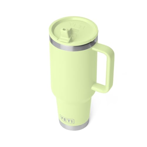Image of YETI Rambler 40 oz Travel Mug with Flip Straw Lid - Stainless Steel, Vacuum Insulated, Leakproof, Cup Holder Friendly, Grasshopper
