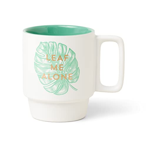 Taza cerámica apilable vintage 12 oz con asa verde miniatura 1