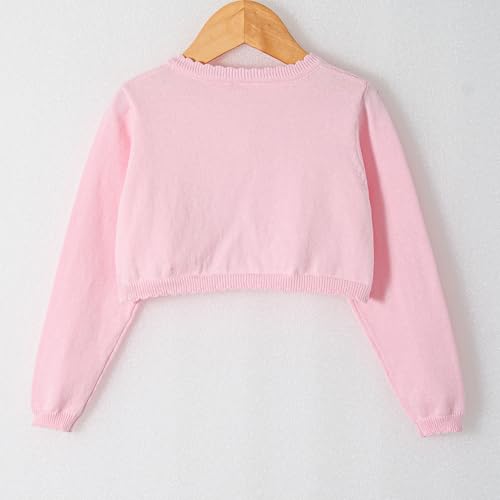 Image of Miipat Toddler Girls Cardigan Long Sleeve Bolero Shrug Kids Knit Sweater Cover Up Button Closure Cropped Tops
