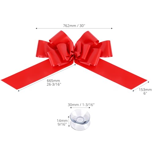 Miniatura 2 de Qwork Lazo Gigante Para Coche, Lazo Rojo Grande Para Envolver Regalos, 76 Cm, Adorno Gigante Para Regalo, Con Ventosa