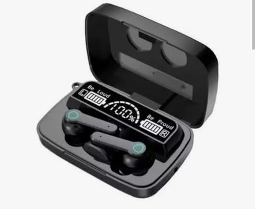 Image of M19 Bluetooth 5.3 Wireless Earbuds with LED Power Display, Noise Cancelling, Bass Boost, Gaming & Sports Headset with Mic, Torch Light (Black)