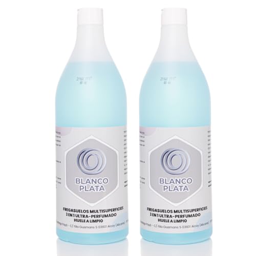 BLANCO PLATA - Fregasuelos Multisuperficie Huele a Limpio, Ultraperfumado con Aroma Floral Duradero, Higieniza, Desengrasa y Abrillanta, Alta Concentración y Rendimiento 2 litros