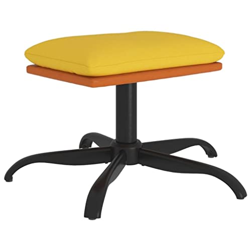 Puf Reposapiés, Puf Otomano Taburete Bajo Salón Reposapiés Amarillo Mostaza 60x60x36 cm Tela y Polipiel