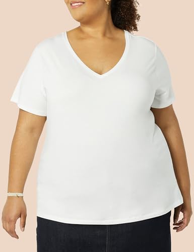 Image of Amazon Essentials Women's Plus Size Short-Sleeve V-Neck T-Shirt