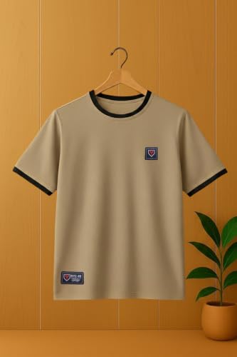 Image of YAZOLE Men's Round Neck Solid T Shirt | Regular Fit Lycra Blend Half Sleeve Tee | Casual Gym Running Walking Sports Office Travel | Stretch Fabric | Comfortable for Everyday use | (S to XXL)