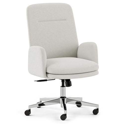 Image of Branch Softside Mid Century Modern Office Chair | Removable Arms with Luxury Cloud-Like Comfort, Adjustable Height, Integrated Lumbar Support, Boucle Fabric, Ivory