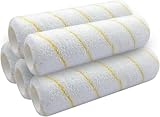 Crozzfog Paint Roller Covers 9.5 Inch, Pack of 5, 3/8" Nap Microfiber Paint Roller Kit for 9 Inch Roller Frame Painting Projects on Smooth Textured Rough Surfaces, Walls, Ceilings, Houses