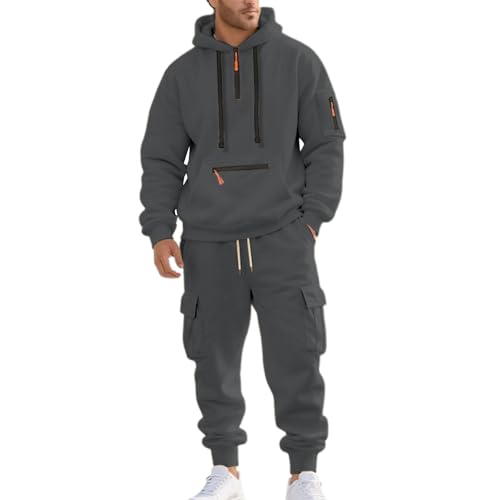 Ensemble jogging homme pour le sport en hiver survêtement chaud à fermeture zip