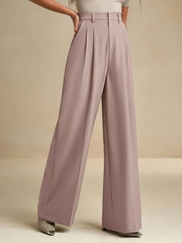 Image of KOTTY Womens Solid Straight fit Pleated Front Office Wear Pant