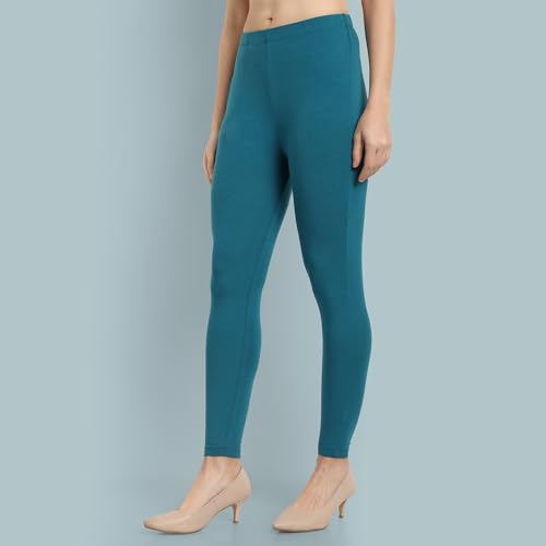 Image of ONE SKY Women Ankle Length Leggings | Premium Cotton Modal Spandex Blend | High Waist Stretchable & Bio-Washed Fabric | Colour-Lock | Ethnic Leggings for Women