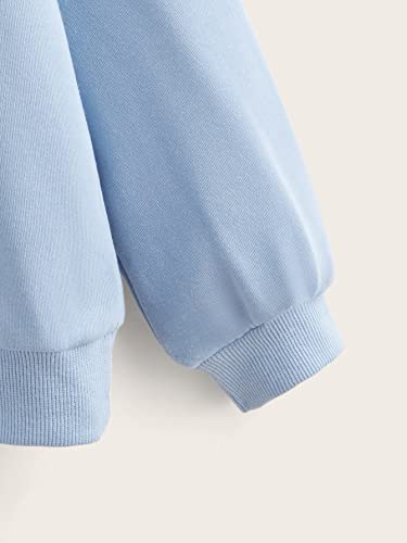 Floerns Girls Heart Graphic Print Long Sleeve Hooded Sweatshirt Pullover Tops Light Blue 12-13Y #TOP4