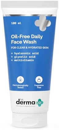 The Derma Co Oil-Free Daily Face Wash With Hyaluronic Acid, Glycolic Acid & Multivitamins for Clear & Hydrated Skin - 100ml