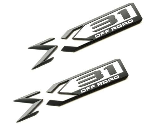 Image of Pair Set Sierra 1500 X31 Off Road Emblems 3D Rear Bodyside Truck Bed Decal Badge Nameplate Replacement for 2019-2022 Sierra 84682662 (Black White)