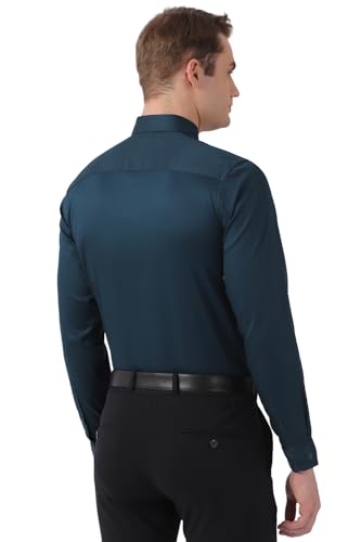 Image of Peter England Men 100% Cotton Premium Solid Slim Fit Full Sleeve Party Shirt