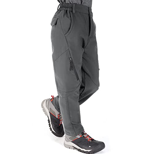 Linlon Kids Boys Girls Youth Hiking Cargo Pants Waterproof Outdoor Fleece Lined Soft Shell Snow Pants Insulated Trousers, 9037-Grey-M #TOP7