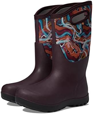 BOGS Women's Neo-Classic Tall Glossy Abstract Snow Boot, Burgundy Multi, 6 | Image 3