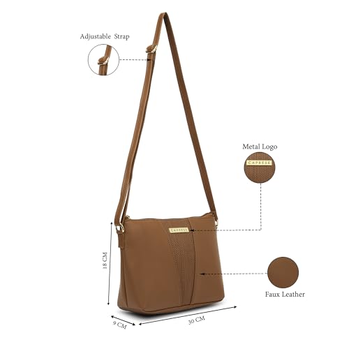 Image of Caprese Reagan Medium Sling Bag for Women with Adjustable Strap & Zipper Closure for Comfortable Wear | Versatile Handbag for Everyday Use, Travel, and Special Occasions