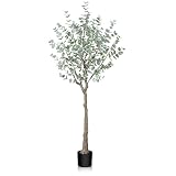 SOGUYI 5ft Artificial Eucalyptus Tree, Fake Eucalyptus Tree with White Silver Dollar Leaves, Silk Fa